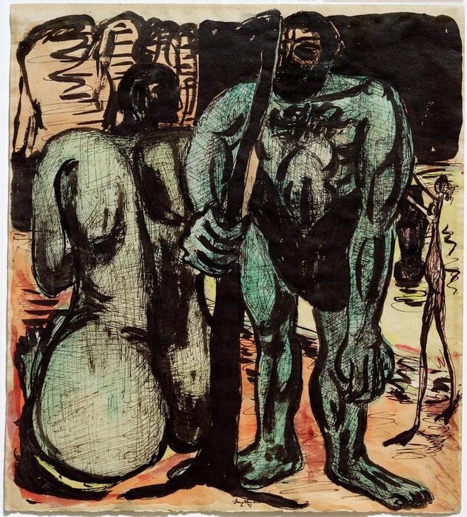 Max Beckmann, Giganten (Mythologie, Riesen, Fabelwesen, Expressionismus, Klassische Moderne, Malerei, Wohnzimmer, Treppenhaus, Wunschgröße, bunt)