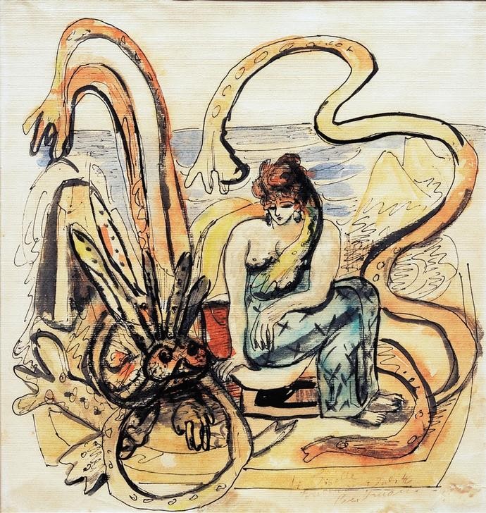 Max Beckmann, Jungfrau mit dem Untier (Frau mit Meermann) (Kunst,Alte Kulturen,Religion und Glaube)