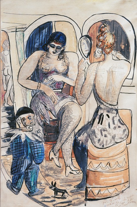 Max Beckmann, Zwei Tänzerinnen (Mädchen mit blauem Zwerg) (Kunst,Kultur und Unterhaltung)
