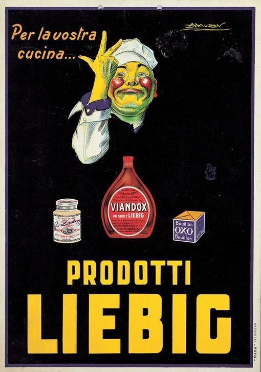Achille Mauzan, Per la vostra cucina… PRODOTTI LIEBIG (Plakat, Werbung, Koch, Fertigprodukt, Suppe, italienische Küche, Nostalgie, Küche, Restaurant, Gastronomie, Wunschgröße)