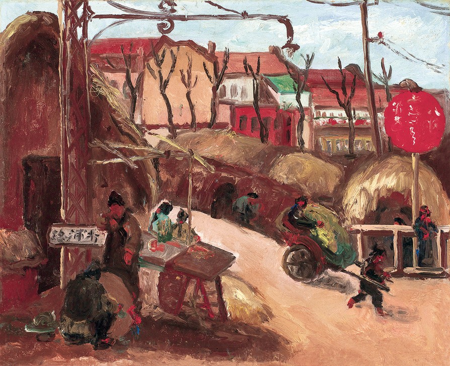 Chen  Chengbo, Street Scene (Asien, Städte, Dorf, Straßenszene, Alltag, Taiwan,   Wunschgröße, Klassische Moderne, Wohnzimmer, Treppenhaus)