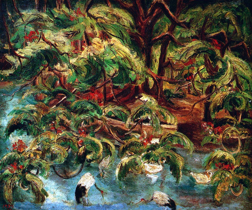 Chen  Chengbo, Chiayi / Jiayi Park (Asien, Städte, Park, Teich, Störche, Alltag, Taiwan, Wunschgröße, Klassische Moderne, Wohnzimmer, Treppenhaus, Dynamik, Malerei)