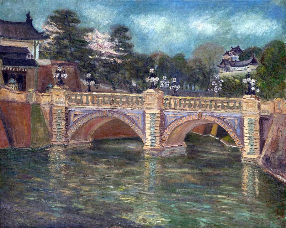 Chen  Chengbo , Nijubashi Bridge (Tokyo, Japan) (Asien, Städte, Gebäude, Brücke, Fluss, Architektur, Malerei, Japan, Wunschgröße, Klassische Moderne, Wohnzimmer, Treppenhaus)
