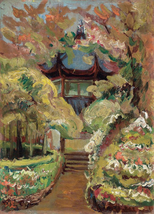 Chen Chengbo, Zhongshan Park at West Lake (Asien, Park, Garten, Gebäude, Tempel, Architektur, Malerei, Taiwan, Wunschgröße, Klassische Moderne, Wohnzimmer, Treppenhaus)