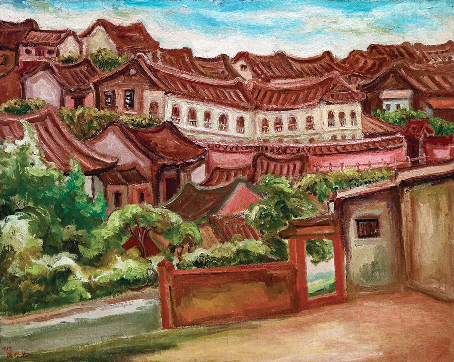 CHEN CHENGBO, Tamsui Scenery (Asien, Städte, Dorf, Dächer, Taiwan, Landschaft, Wunschgröße, Klassische Moderne, Wohnzimmer, Treppenhaus)