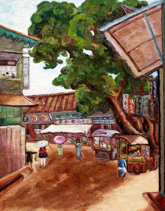 CHEN CHENGBO, West Huifang (Asien, Städte, Dorf, Markt, Taiwan, Landschaft, Wunschgröße, Klassische Moderne, Wohnzimmer, Treppenhaus)