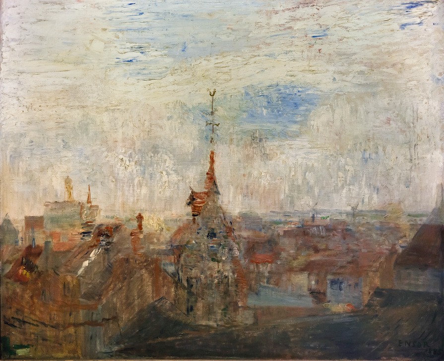 James Ensor, Die Dächer von Ostende (Dach,Haus,Himmel (Natur),Kunst,Stadt,Belgische Kunst)