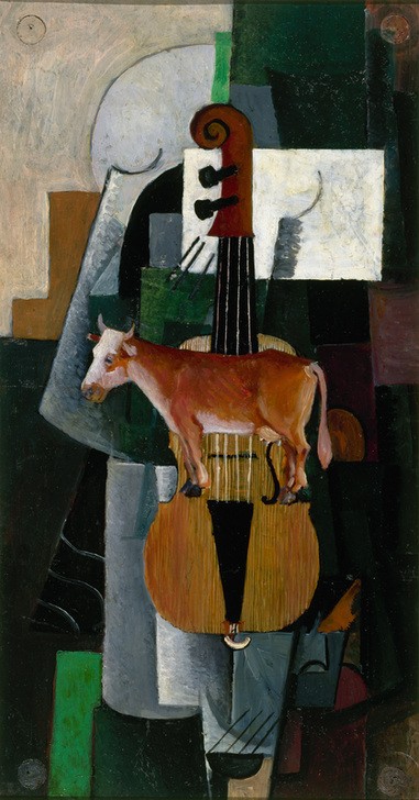 Kasimir Malewitsch, The Cow and the Violin (Kunst,Museum,Musik,Rind,Geige,Kubismus,Galerie,Futurismus,Innenansicht,Tier,Kubofuturismus)