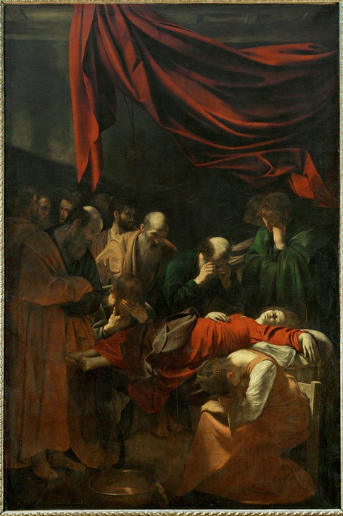 Caravaggio, Tod Mariä (Maria, Mariengeschichte, Tod, Sterbebett, Trauer, Christentum, Religion, Barock, hell-dunkel, Klassiker, Malerei, Wunschgröße, Wohnzimmer)