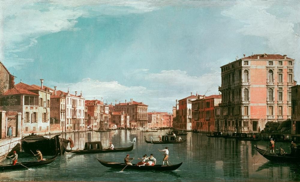 Giovanni Antonio Canaletto, Canale Grande mit dem Palazzo Bembo (Canal Grande, Gondeln, Paläste, Architektur, Barock, Vedute, Klassiker, Wunschgröße, Wohnzimmer)