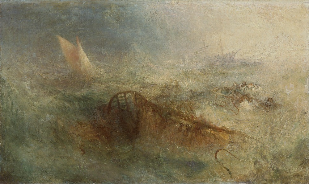 JOSEPH MALLORD WILLIAM TURNER, The storm (Boot,Geographie,Transport,Wetter,Meer,Tag,Welle,Wild,Segel,Sturm,Farbe)