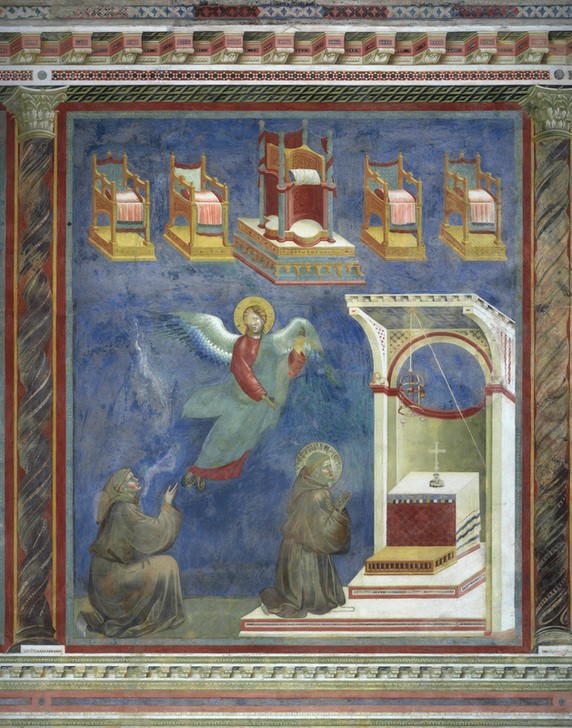 Giotto di Bondone, Die Vision der Throne (Engel,Franziskaner,Heilige,Gotik,Vision,Heiligenlegende,Italienische Kunst,Thron)