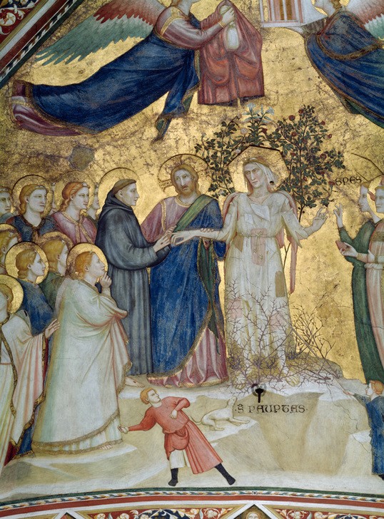Giotto di Bondone, Die Allegorie der Armut (Armut,Engel,Heilige,Gotik,Allegorie,Tugend,Heiligenlegende,Italienische Kunst)