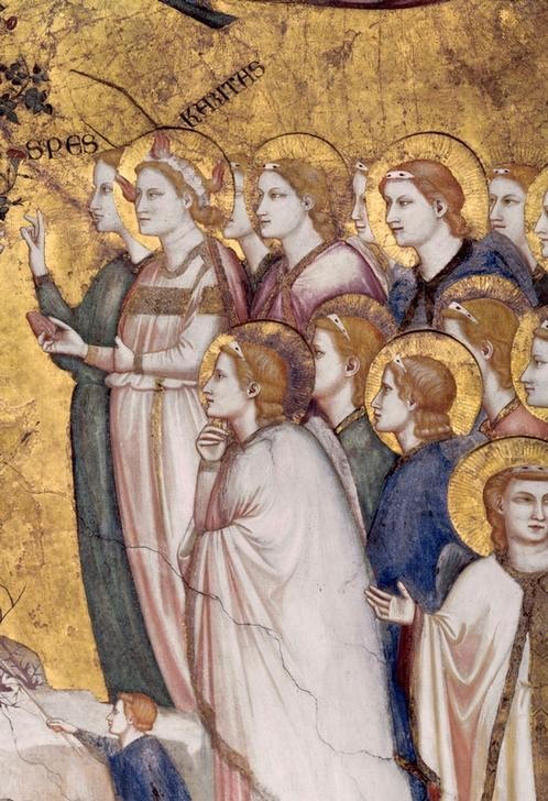Giotto di Bondone, Die Allegorie der Armut (Engel,Gotik,Allegorie,Tugend,Italienische Kunst,Hoffnung)