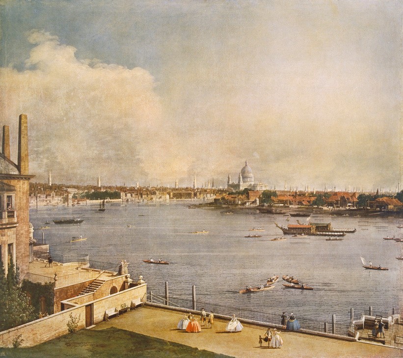 Giovanni Antonio Canaletto, The Thames and the City of London from Richmond House, Whitehall, Westminster, 1747 (Fluss, Themse, London, England, Städte, Barock, Vedute, Klassiker, Wunschgröße, Wohnzimmer)