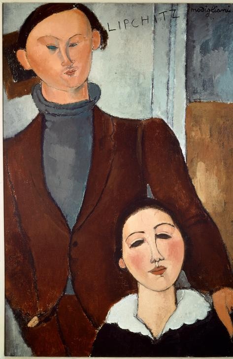 Amedeo Modigliani, Jacques Lipchitz und seine Frau (Bildhauer,Ehepaar,Frau,Künstler,Mann,Portrait,Künstlerfrau,Bürgertum,Italienische Kunst,Ecole De Paris)