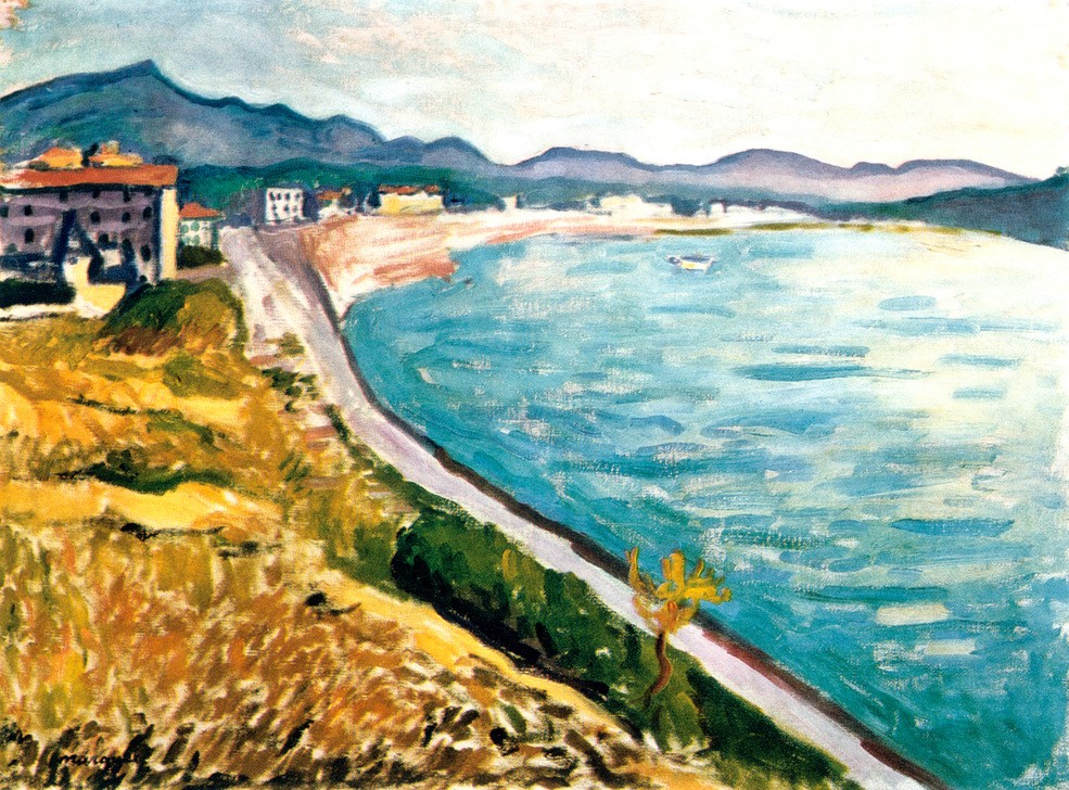 Albert Marquet, View of Saint-Jean-de-Luz 1907 (Allee,Astronomie,Geographie,Hafen,Landschaft,Sonne,Wissenschaft,Meer,Weg,Tag,Bucht,Tageslicht,Horizont,Gebäude,Farbe)