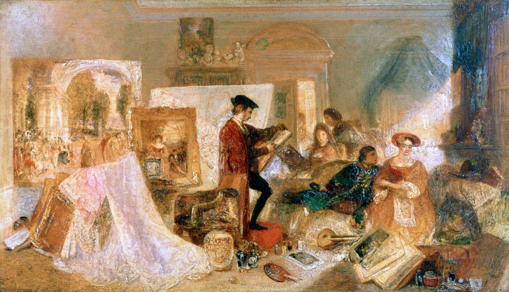 Jean-Antoine Watteau, Watteau Study by Fresnoy's Rules (Arbeit, Beruf, Modell, Künstler, Kunst, Atelier,   Dame, Rokoko, Wohnzimmer,  Klassiker, Wunschgröße)