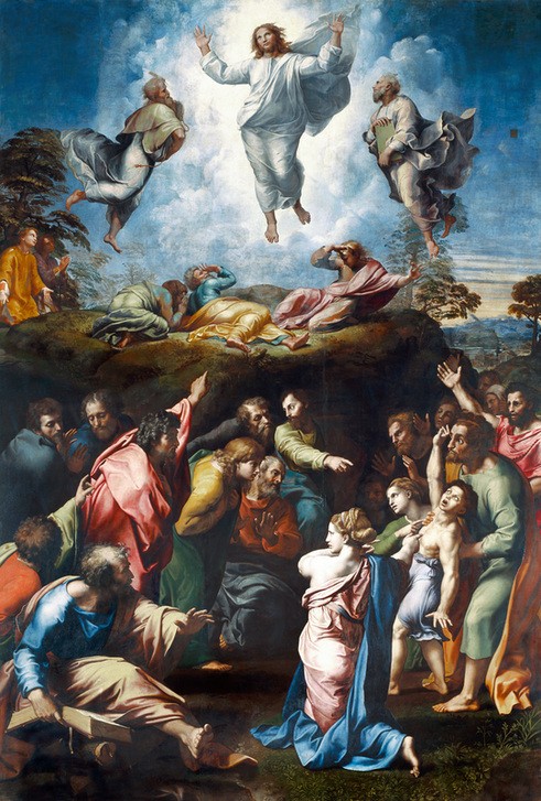 Raffael, Die Transfiguration (Christentum,Religion,Renaissance,Neues Testament,Bibel,Jünger,Italienische Kunst,Verklärung Christi,Leben Jesu)