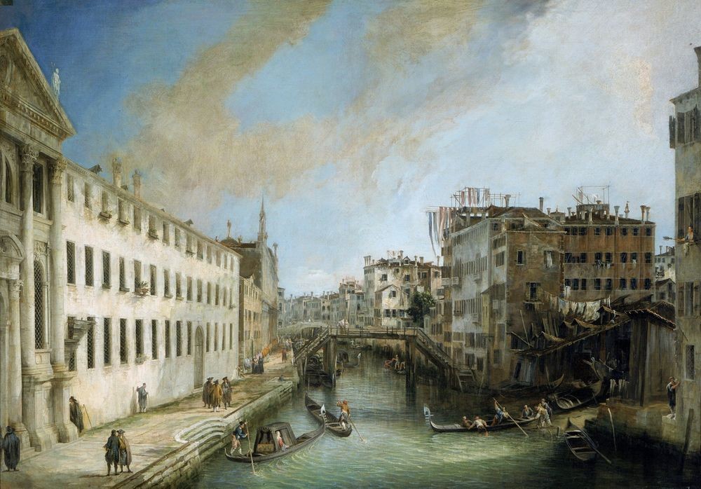 Giovanni Antonio Canaletto, Rio dei Mendicanti (Kanal der Bettler, Venedig, Städte, Gebäude, Paläste, Architektur, Barock, Vedute, Klassiker, Wunschgröße, Wohnzimmer)