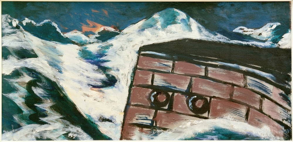 Max Beckmann, Landungskai im Sturm (Meer, Sturm, Seegang, Wellen, Mauer, Meeresbrise, Expressionismus, Klassische Moderne, Malerei, Wohnzimmer, Treppenhaus, Wunschgröße, bunt)