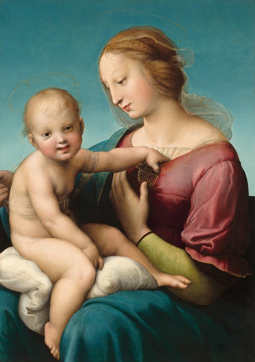 Raffael, The Niccolini-Cowper Madonna (Renaissance, Cowper Madonna, Kind, Jesus,  Religion, Christentum, Klassiker, Schlafzimmer, Wohnzimmer, Malerei, Wunschgröße, bunt)