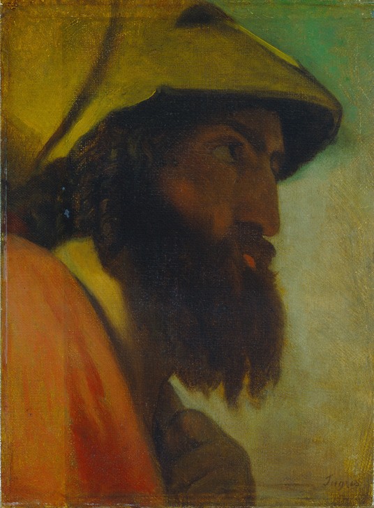 JEAN-AUGUSTE-DOMINIQUE INGRES, Odysseus (Portrait, Mann, Mythologie, Helm, Profil, Bart, Neoklassizismus, Malerei, Klassiker, Wohnzimmer,  Wunschgröße)