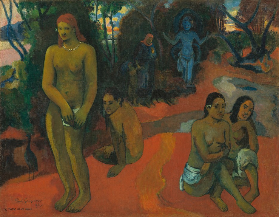 Paul Gauguin, Te Pape Nave Nave (Delectable Waters) (Südsee, junge Frauen, köstliches Wasser, Ureinwohner, Gesellschaft,  Wunschgröße, Klassische Moderne, Impressionismus, Malerei,  Wohnzimmer,  bunt)