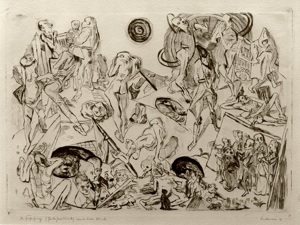 Max Beckmann, Auferstehung (Religion, Neues Testament, Expressionismus, Klassische Moderne, Grafik, Studie, Wohnzimmer, Treppenhaus, Wunschgröße, schwarz/weiß)