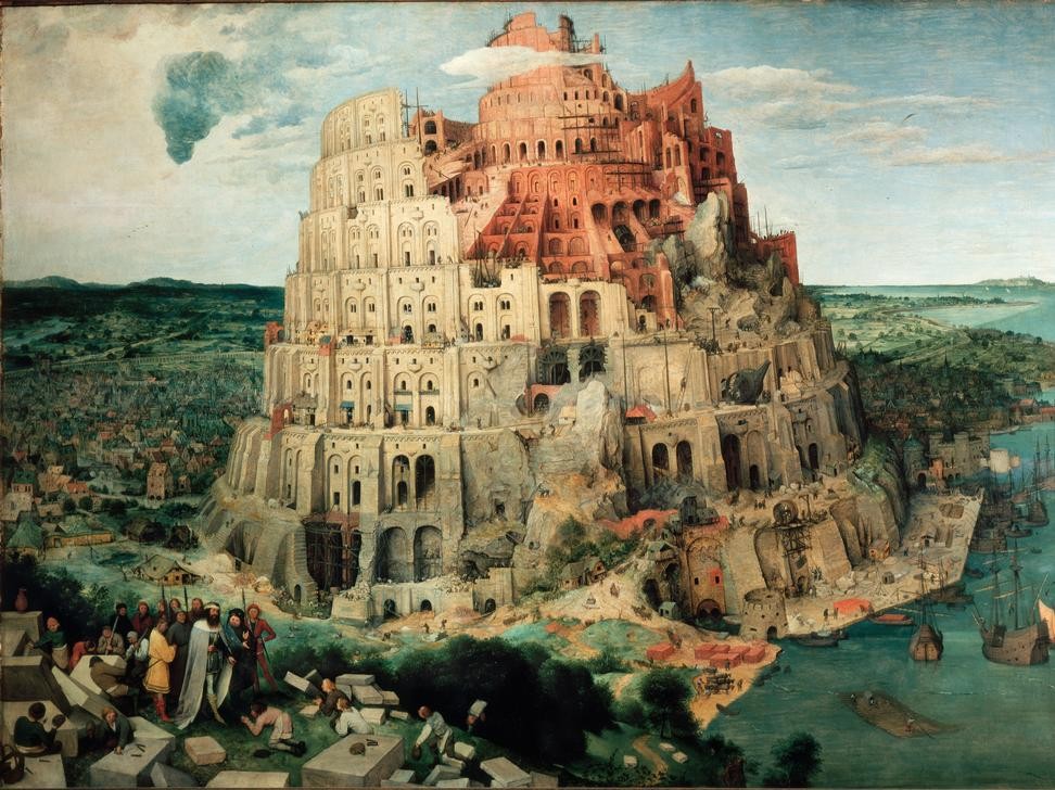 Pieter Brueghel der Ältere, Turmbau zu Babel (Landschaft, Turmbau, Baustelle, Architektur, Altes Testament, Bibel, Religiös, Allegorie, Renaissance, Klassiker, Malerei, Wunschgröße, Wohnzimmer, bunt)