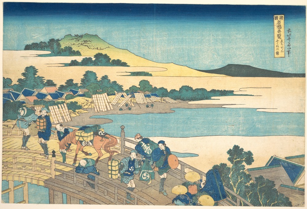 Katsushika Hokusai, Fukui Bridge in Echizen Province