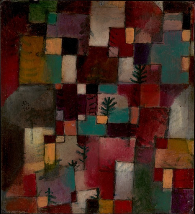 Paul Klee, Rotgrüne und violettgelbe Rhythmen (Rhythmik,Farben,Formen,Muster)