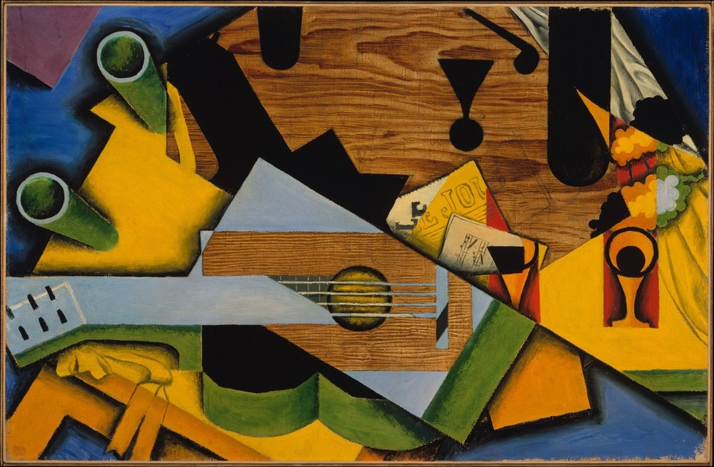 Juan Gris, Stillleben mit einer Gitarre (Gitarre,Holz,Tisch,Stillleben)