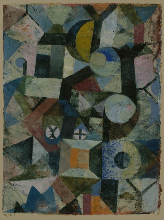 Paul Klee, Komposition mit dem gelben Halbmond und dem Y (Halbmond,Farben,Formen,Muster)