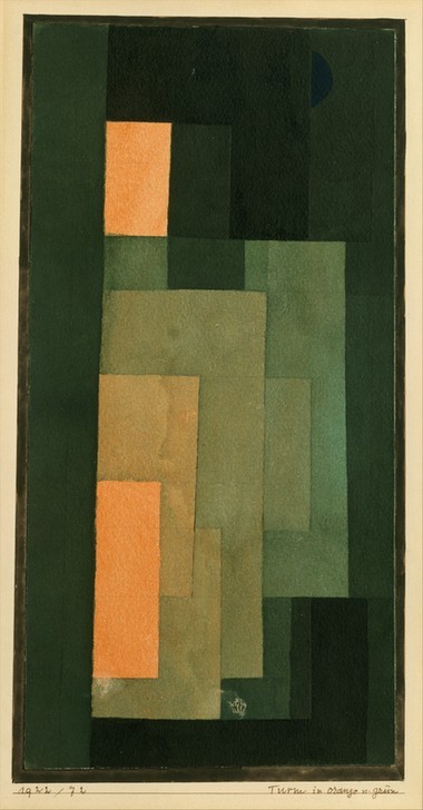 Paul Klee, Turm in Orange und Grün (Turm,Grün,Orange (Farbe),Gebäude)