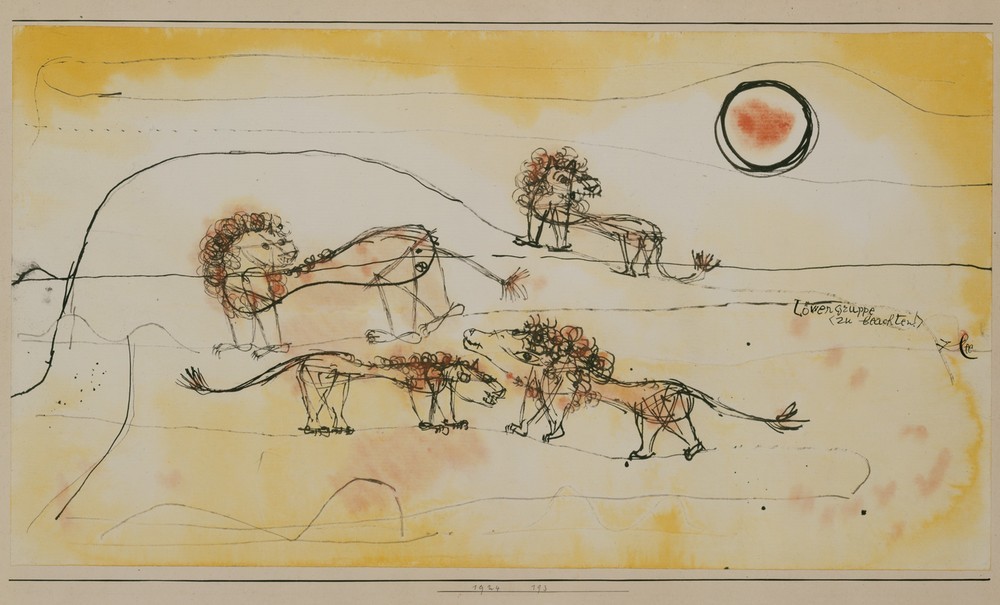 Paul Klee, Löwen, man beachte sie! (Löwe (Tier),Sonne,Gelb,Rudel)