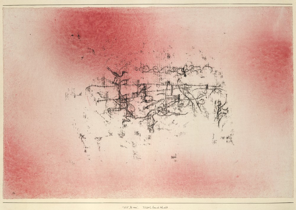 Paul Klee, Vogellandschaft (Landschaft,Vogel,Surrealismus,Rot)