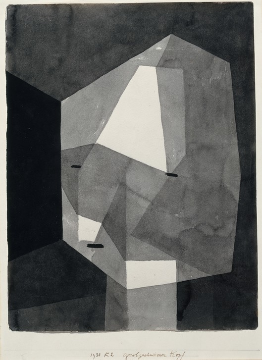 Paul Klee, Grob geschnittener Kopf (Portrait,Kopf,Schwarz Und Weiss,Grau)
