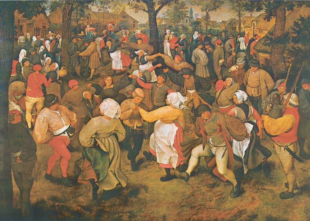 Pieter Brueghel der Jüngere, Hochzeitstanz (Familienfeste,Flämische Kunst,Hochzeit,Tanz,Volkskunde,Volkstanz,Im Freien (Allgemein),Landleben,Landbevölkerung,Dorfleben,Land Und Leute)