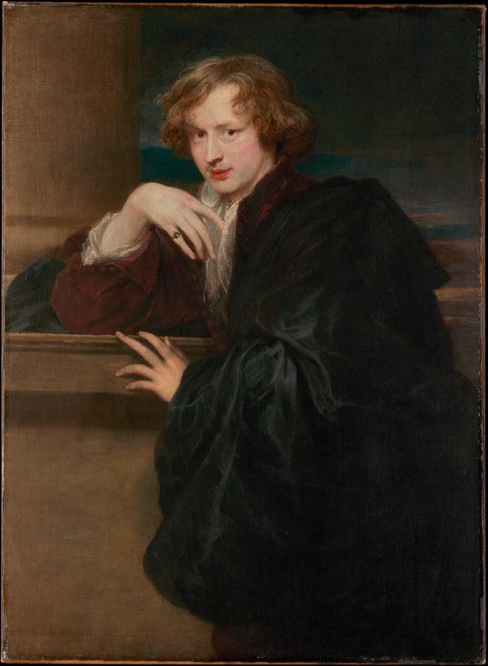 Anthonis van Dyck, Selbstporträt (Selbstbildnis, Potrait, junger Mann, Künstler, Hand, Mantel, edel, Wunschgröße, Klassiker, Malerei, Barock, Wohnzimmer,)