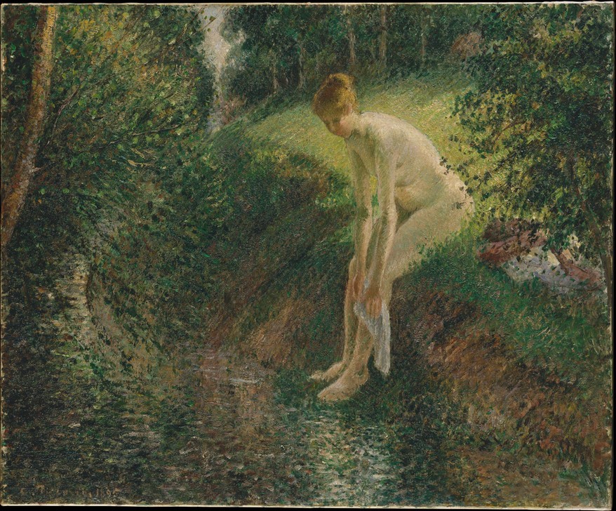 Camille Pissarro, Badende im Wald (Bad,Frau,Wald,Baum,Bach,Nacktheit)