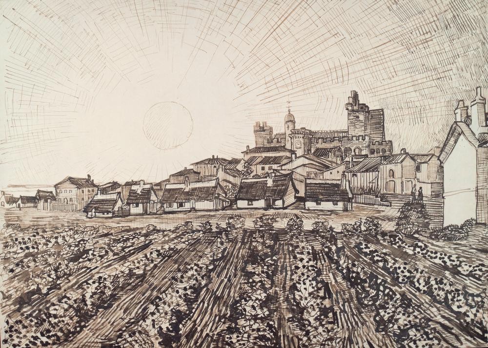 Vincent van Gogh, Blick auf les Saintes-Maries (Impressionismus,Niederländische Kunst)