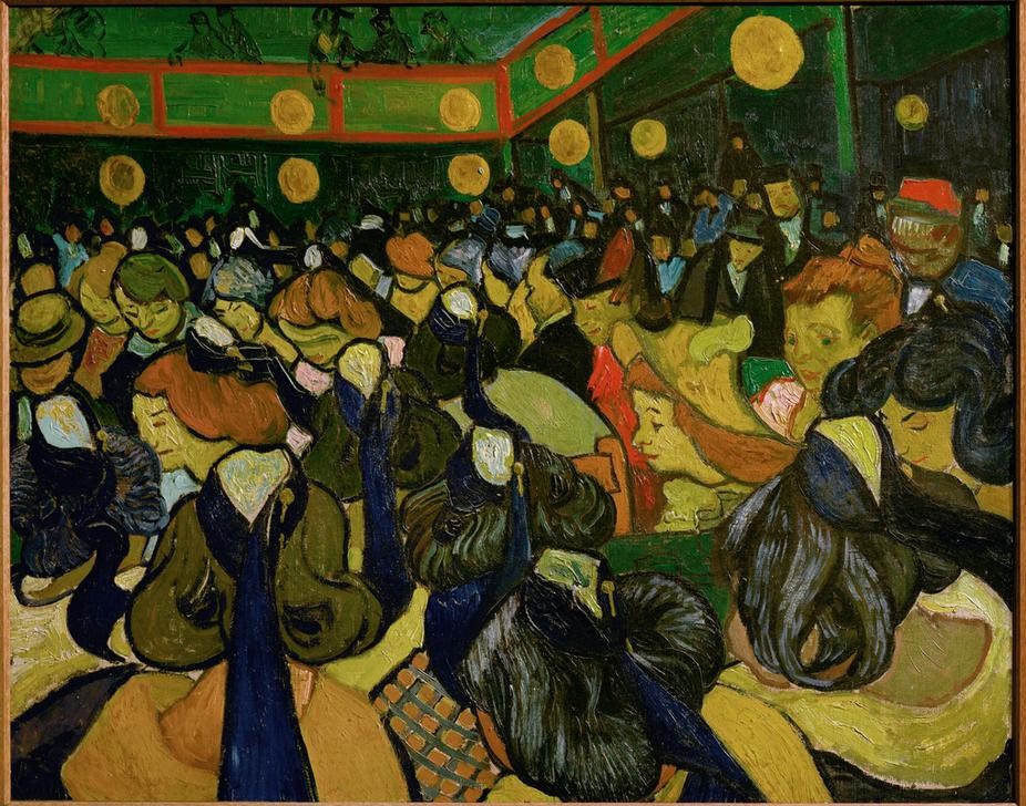 Vincent van Gogh, Tanzsaal in Arles (Gesellschaft,Tänzer,Tanz,Volkskunde,Impressionismus,Niederländische Kunst,Menschenmenge,Land Und Leute,Tanzsaal)