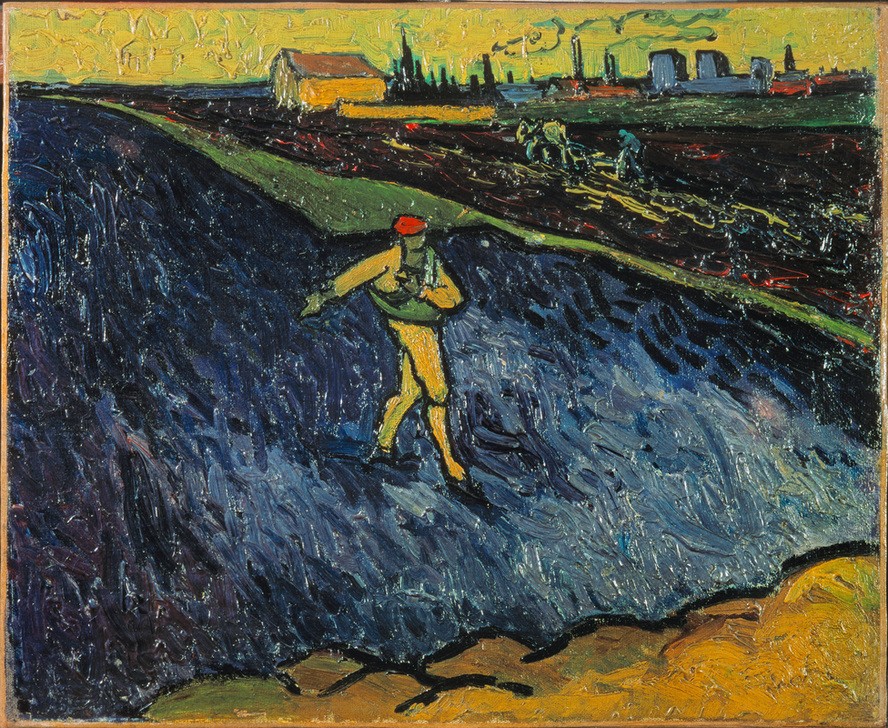Vincent van Gogh, Der Sämann (Landschaft,Impressionismus,Niederländische Kunst,Feld,Sämann,Säen,Landwirtschaft)