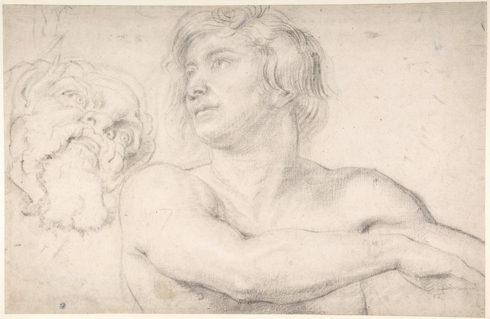 Peter Paul Rubens, Half-Figure of a Nude Man Facing Left, Head of a Satyr
