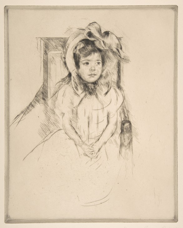 Mary Cassatt, Margot Wearing a Large Bonnet, Seated in an Armchair