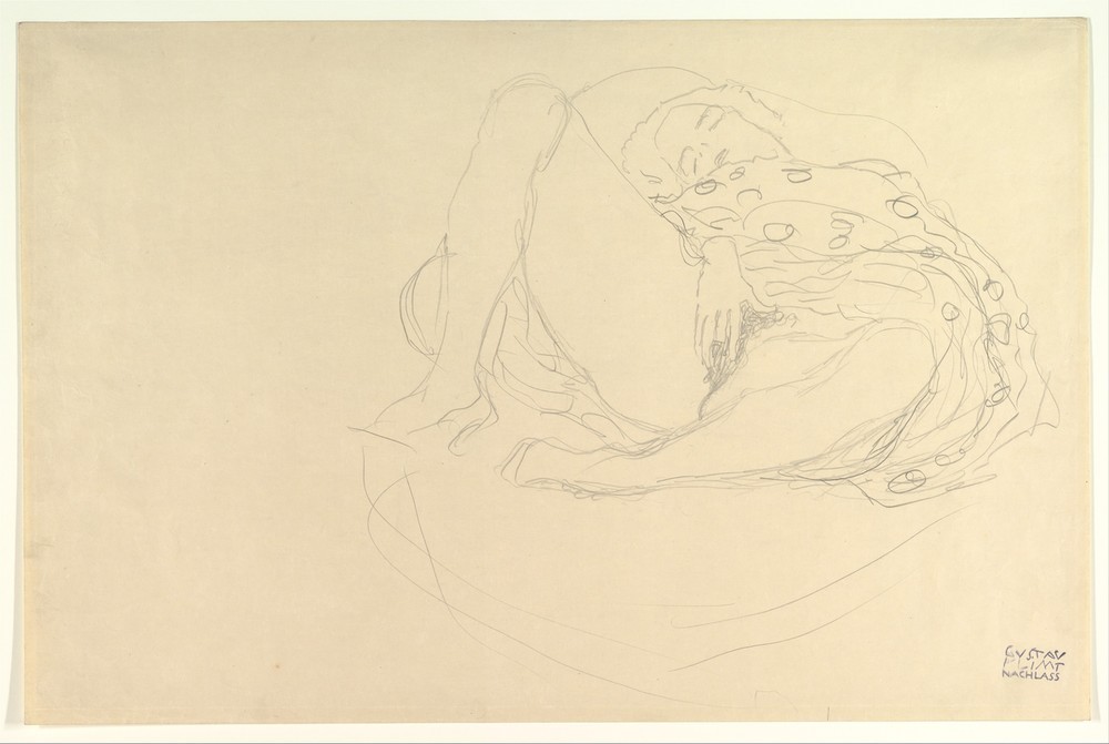 Gustav Klimt, Reclining Nude with Drapery 