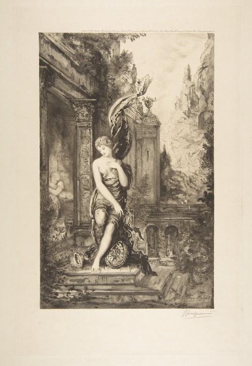 Félix Bracquemond, L'Homme qui court après la Fortune (Mensch, Suche nach Glück, Arkadien, Grafik, Wunschgröße, Klassiker, Wohnzimmer, Treppenhaus, schwarz/weiß)