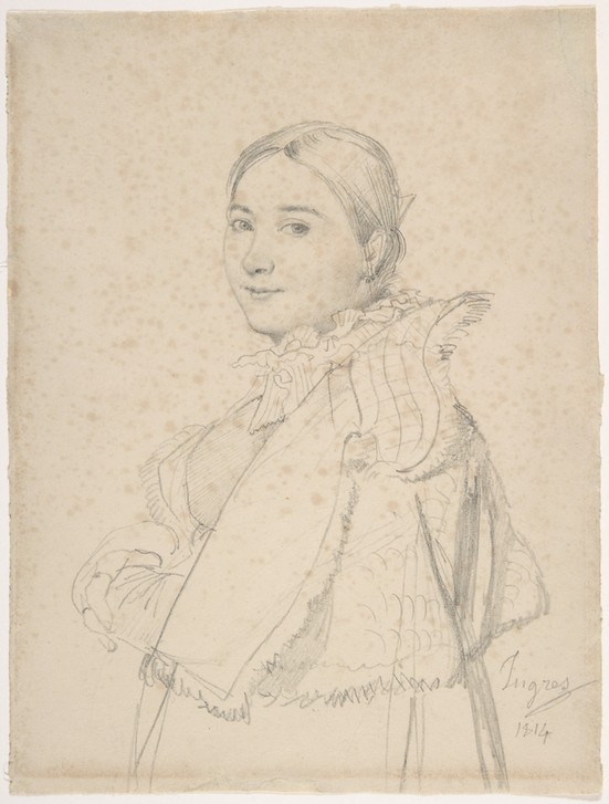 JEAN-AUGUSTE-DOMINIQUE INGRES, Madame Jean-Auguste-Dominique Ingres (Portrait, Künstlergattin, Frau, Neoklassizismus, Studie, Zeichnung, Klassiker, Wohnzimmer, Treppenhaus, Wunschgröße, schwarz/weiß)