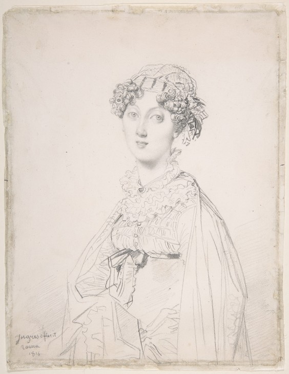 JEAN-AUGUSTE-DOMINIQUE INGRES, Lady Mary Cavendish-Bentinck (Portrait, Dame, Botanikerin, Naturkundlerin, Neoklassizismus, Studie, Zeichnung, Klassiker, Wohnzimmer, Treppenhaus, Wunschgröße, schwarz/weiß)